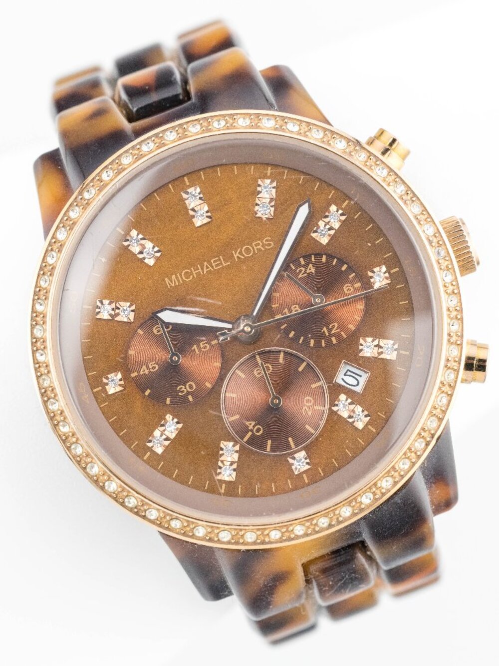 Michael Kors MK5366 Showstopper Tortoise Quartz Analog Women's Watch New Battery